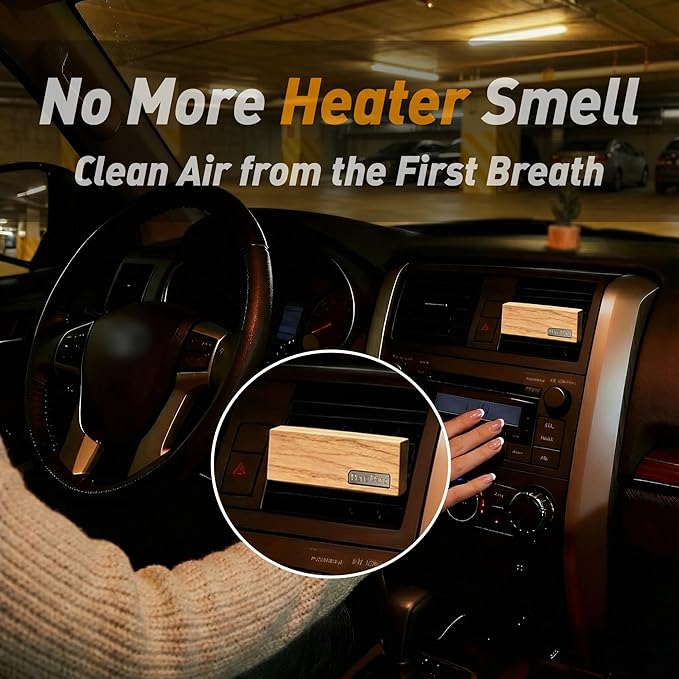 4 Packs Amber Vanilla Scented Natural Wood Vent Clips,【Luxury Winter Cozy Drive】 Car Scents Air Freshener Refills, Long Lasting Fragrance Diffuser, SUV Essentials Gift for Women