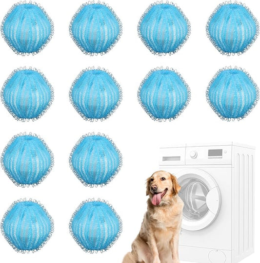 12pcs Pet Hair Remover for Laundry, Reusable Dryer Pet Hair Catching Balls Dog Cat Lint Remover Balls Washing Machine Cleaning Tool for Home Dormitory Hostel Does Not Damage Clothing