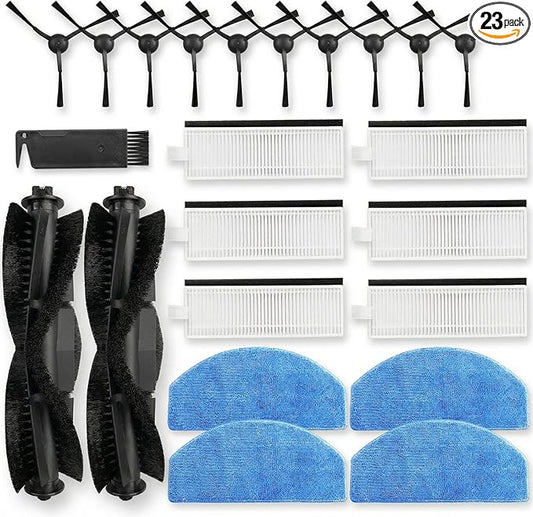 Replacement Parts fit for Tikom G8000/G8000 Pro, Honiture G20/G20 Pro, Laresar Evol 3/Evol 3s, Airzeen G20 Pro, 2 Roller Brushes, 4 Mop Pads,6 Filters,10 Side Brushes,1 Tool【NOT for G8000 MAX】
