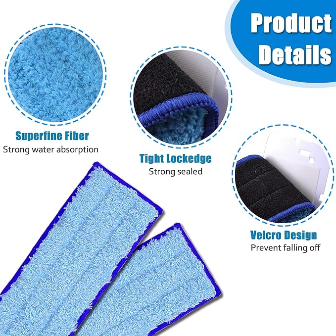 8 Pack Mop Pads Replacement Compatible with i-Robot Braava Jet 240, 241, 244, 245, 250 Robot Vacuum, Wet Mopping Pads Accessory Parts