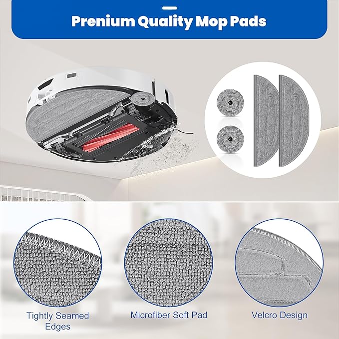 30 Pack Accessories Set for Roborock S8 Max/MaxV Ultra Robot Vacuum, 1 Pair Main Brushes, 2 Self-Cleaning Brush, 6 Side Brushes, 4 Filters, 4 Round Mop Pads, 4 Long Mop Pads, 6 Dust Bags, 2 Tools