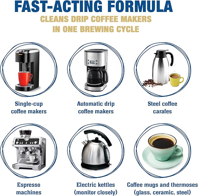 Bar Keepers Friend Coffee Maker Cleaner (2 x 12 oz) Removes Stains & Oily Residue from Espresso Machines, Carafes, Thermos, Drip Coffee Pots, Single-Cup Coffee Makers & More