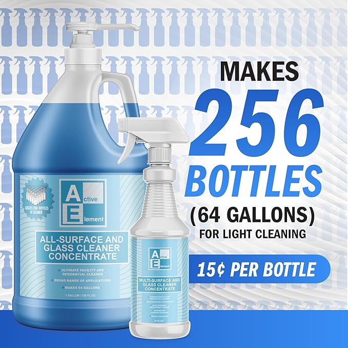 All Surface and Glass Cleaner Concentrate – Makes 64 Gallons | All Purpose Cleaner, Floor Cleaner, Bulk Concentrate