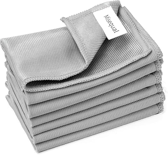 6 Pack Glass Cleaning Cloth Microfiber Cleaning Cloth for Window Eveglass Jewelry Lens (Gray)