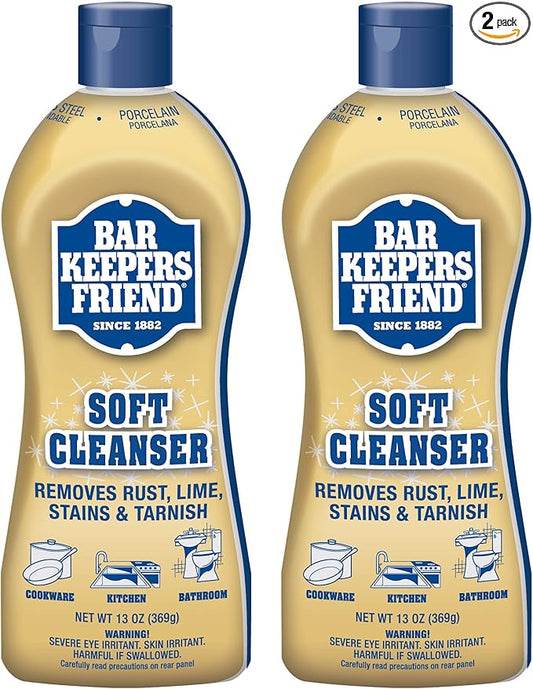 Bar Keepers Friend Soft Cleanser Liquid (2 x 13 Ounce) Multipurpose Cleaner & Rust Stain Remover for Stainless Steel, Porcelain, Ceramic Tile & More