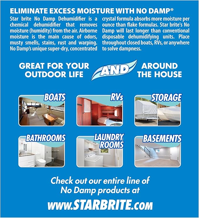 STAR BRITE No Damp Moisture Absorber & Dehumidifier - Simple, Portable, Humidity Control for Boats, RVs, Seasonal Homes & More - Prevent Musty Odor & Moisture Damage