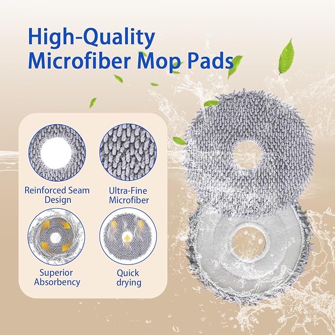 6 Pack 405/505 Replacement Mop Pads for iRobot Roomba Plus 405/505 Combo Robot Vacuum Cleaner, Washable & Reusable Microfiber Mop Cloths