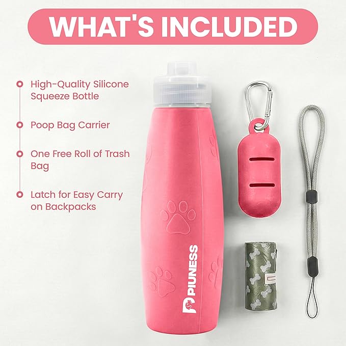 Ultimate 2-in-1 Dog Walk Essential – Portable Pee Cleaning Bottle + Detachable Poop Bag Dispenser (Salmon)