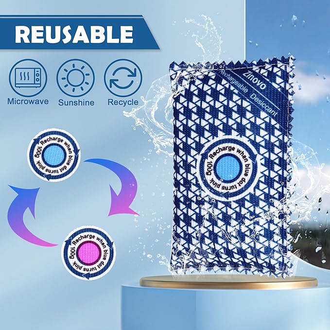 Dehumidifier Packs Bags For Car,5pcs/100g,Reusable Silica Gel,Moisture Absorber For Safes/Home Closets/Storage/Duffle Bag/Small Spaces