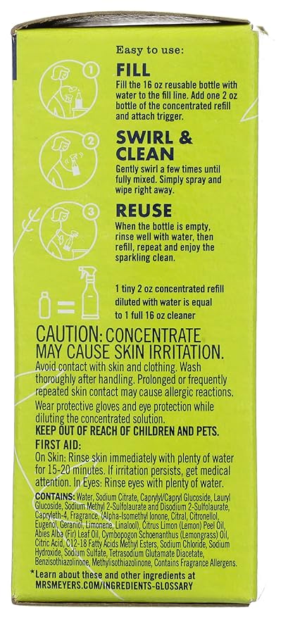 MRS MEYER'S Lemon Verbena Multi Surface Cleaner Refill, 4 FZ