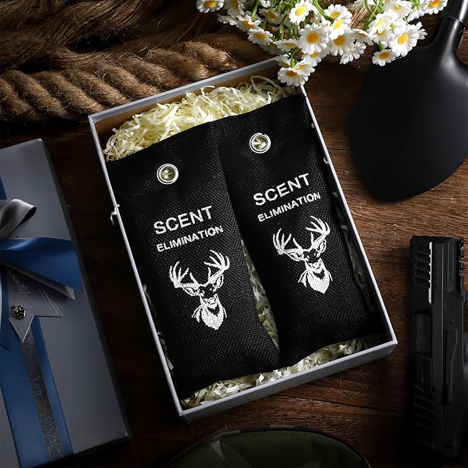 2 Pcs Scent Elimination for Hunting Charcoal Odor Absorber for Strong Odors Scent Away Elimination Hunting Accessories Long Lasting Eliminator Charcoal Bags for Hunters