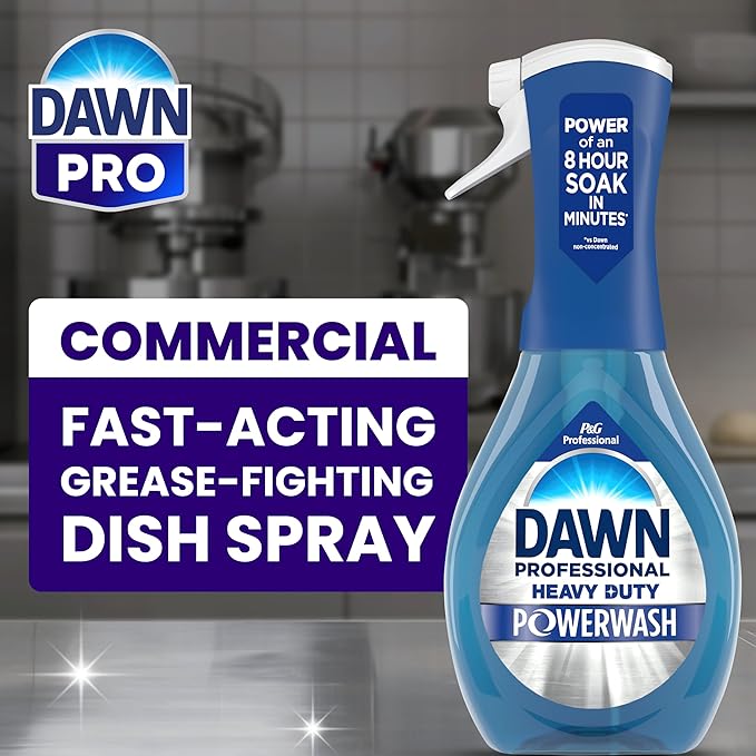 P&G Professional Dawn Powerwash Heavy Duty Dish Spray for Commercial Kitchens, Restaurants, and More, 16 oz (Pack of 6), with 1 Trigger