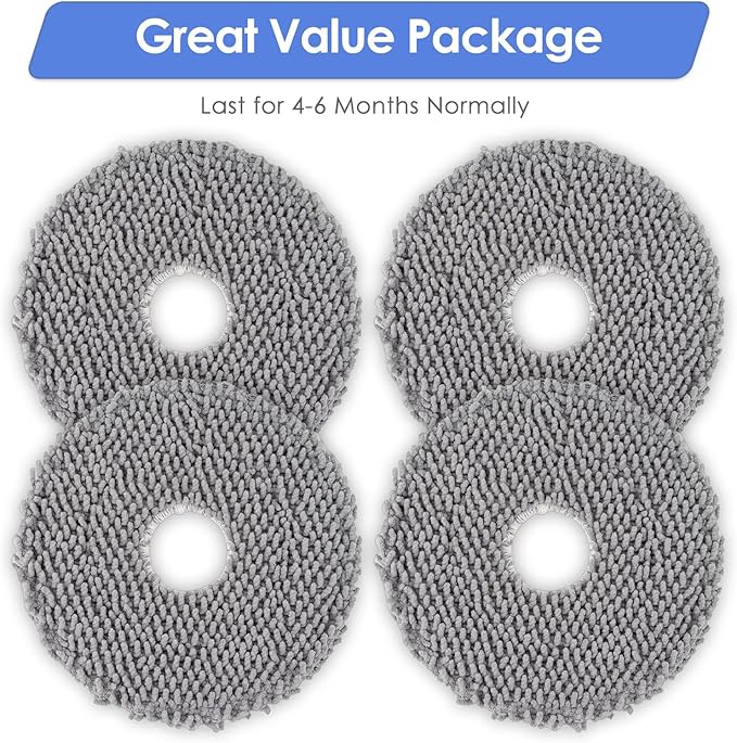 (4 Pack) Plus 505 Combo Replacement Mop Pads Compatible with iRobot Plus 505 Combo robot + AutoWash dock/Plus 405 Combo Robot Vacuum, Mop Cloths Accessories