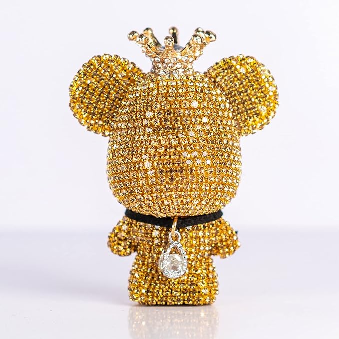 Cute Car Accessories, Bling Crystal Bear Car Air Freshener With Vent Clip,Rhinestone Aesthetic Car Decor Interior Decoration (GOLD)