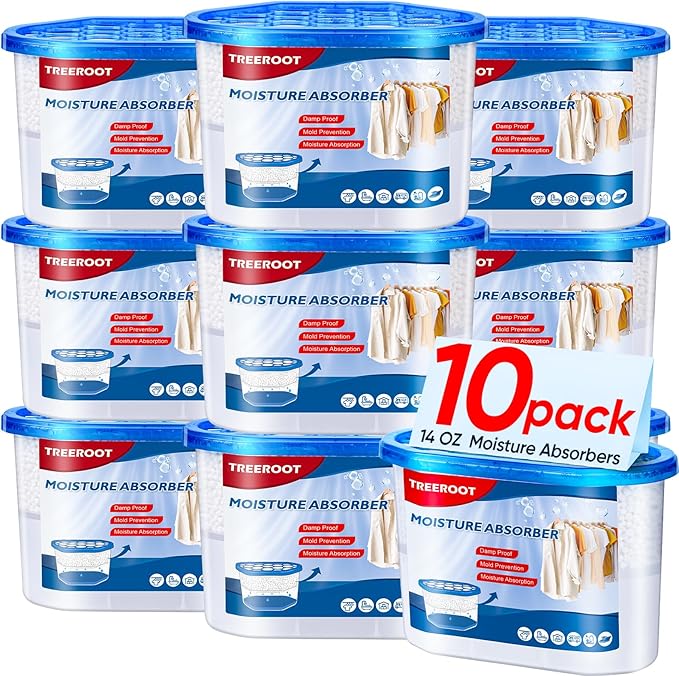 10 Pack Moisture Absorbers, 14 OZ Humidity Absorber Bucket, Moisture Absorbers for Closet, Dehumidifier Bucket for Wardrobes, Kitchens and Bathrooms, Fragrance Free Humidity Absorber