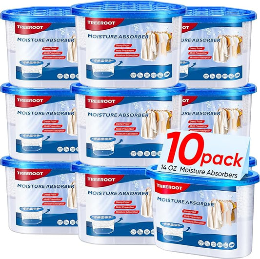 10 Pack Moisture Absorbers, 14 OZ Humidity Absorber Bucket, Moisture Absorbers for Closet, Dehumidifier Bucket for Wardrobes, Kitchens and Bathrooms, Fragrance Free Humidity Absorber