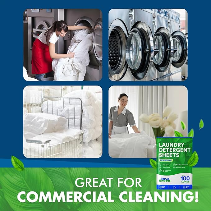 Eco Washer Sheets Detergent - 100 Loads, Zero Plastic Jugs, No Mess & Space-Saving Laundry Strips - Travel Laundry Detergent - 50 Sheets