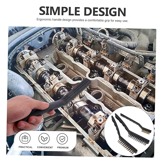 Luxshiny 7'' 9'' Brass Stainless Steel Brush Kit Wire Brush Set for Cleaning Detailing Automotive Kitchen Bath Groove Crevice