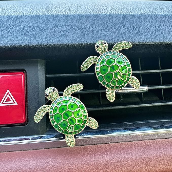 4pcs Cute Sea Turtles Car Air Vent Diffuser – Clip-On Fragrance Air Freshener for Cars with Replaceable Refills, Adorable Animal Vent Clip for SUV & Truck(Green, Ocean)