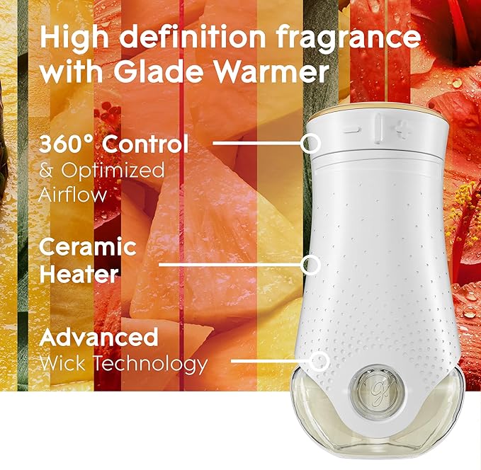 Glade PlugIns Refills Air Freshener Starter Kit, Scented and Essential Oils for Home and Bathroom, Hawaiian Breeze 3.35 Fl Oz, 1 Warmer + 5 Refills