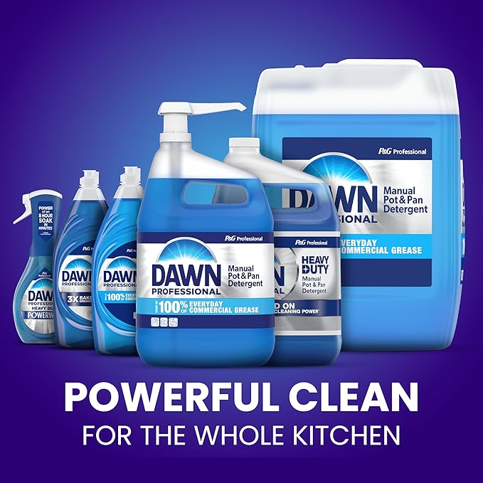 P&G Professional Dawn Powerwash Heavy Duty Dish Spray for Commercial Kitchens, Restaurants, and More, 16 oz (Pack of 6), with 1 Trigger