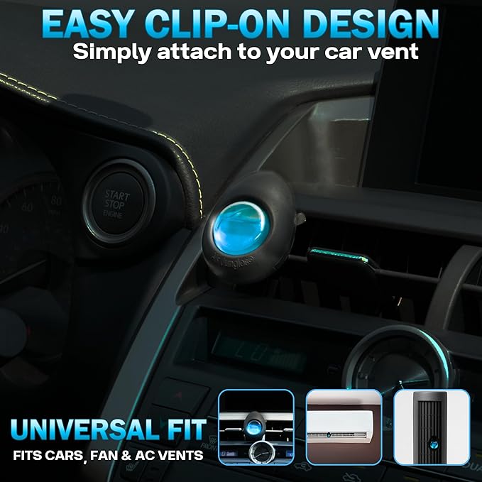 Air Jungles Car Air Freshener Vent Clip 3 Count (Pack of 2), New Car Scent, 4 ml Each, Long-Lasting Car Odor Eliminator, Easy Clip-On, Up to 180 Days Freshness for Cars, Trucks, and SUVs