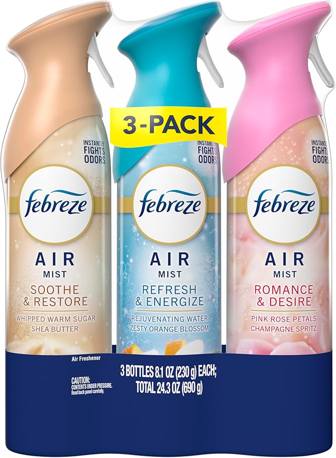 New & Improved Air Mist Mood Mix Air Freshener, Home and Kitchen Essentials, Odor Fighting Room Spray, 8.1 oz bottle, 3 Count