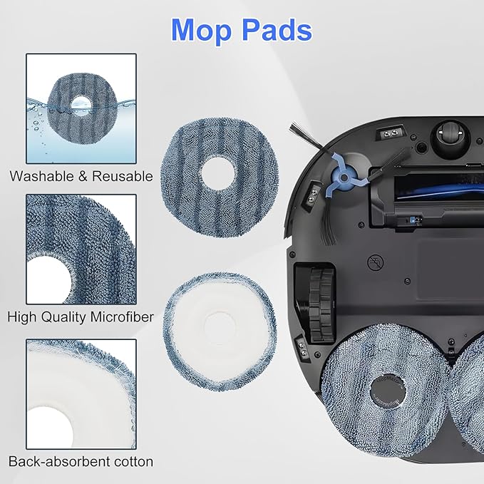 26 Pack Replacement Parts Kit for Eufy X10 Pro Omni Robot Vacuum Accessories, 2 Main Roller Brush 4 Filters 6 Dust Bags 6 Side Brushes 6 Mop Pads 1 Screwdriver 1 Clean Tool
