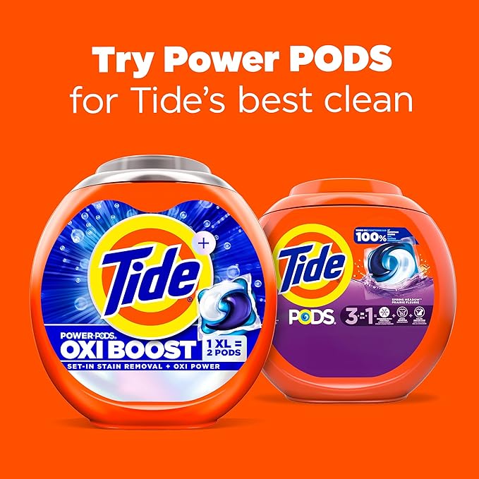 Tide PODS laundry detergent pacs, 3-in-1 Stain Remover, Odor Fighter, Color Protector, 42 Count, HE compatible, Spring Meadow Scent