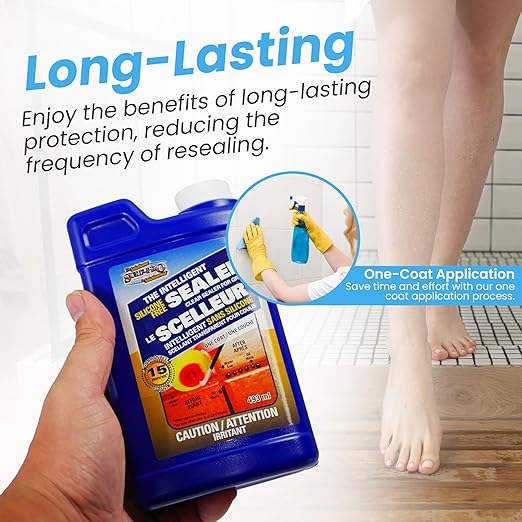 Surf-Pro Intelligent Grout Sealer – Invisible, Odor-Free Silicone-Free Formula – Easy DIY Application with Sponge or Brush – Preserves Grout Color – for Tile, Ceramic & Stone – 493 ml