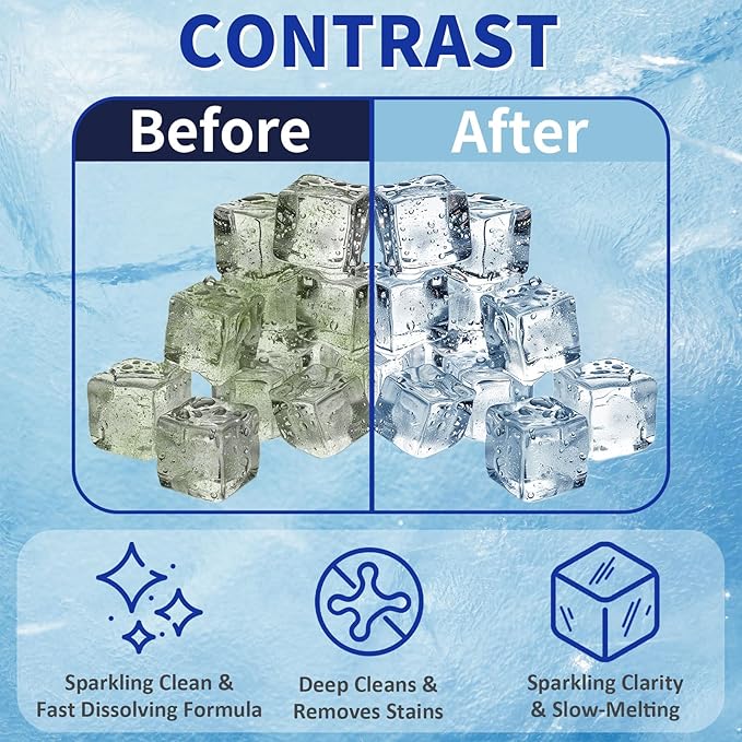 Ice Machine Cleaner Maker and Descaler - 100 Ice Maker Cleaner Tablets Compatible with All Major Brands, Nickel Safe Descaler Countertop Portable Commercial Icemaker Cleaning Solution