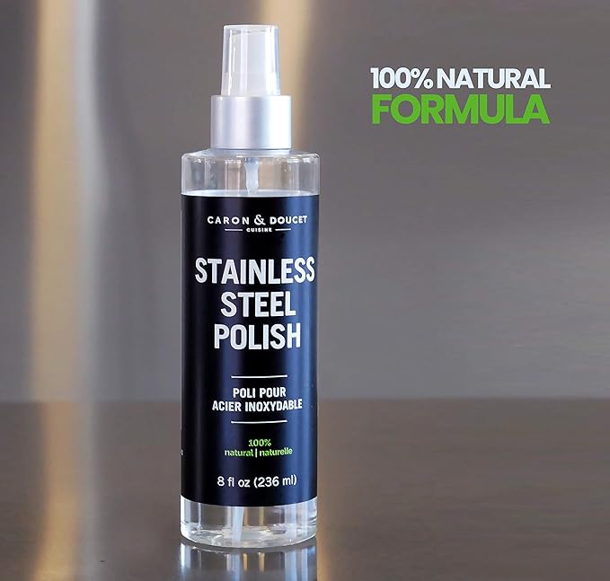 CARON & DOUCET - Stainless Steel Polish | 100% Plant Based and Non-Toxic Formulation. Concentrated formulation that does not contain any water or petrochemicals. (8oz)