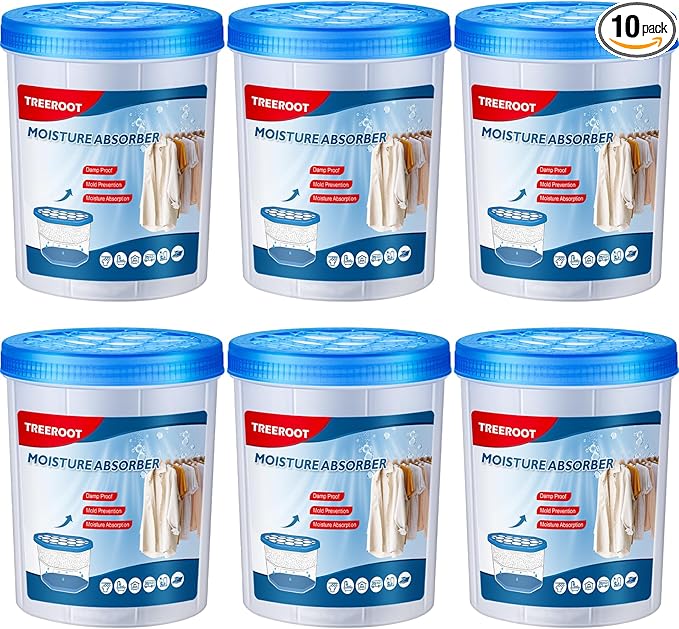 6 Pack 18OZ Refillable Moisture Absorbers, Humidity Absorber Bucket, Moisture Absorbers for Closet, Dehumidifier Bucket for Wardrobes、 Kitchens and Bathrooms, Fragrance Free Humidity Absorber