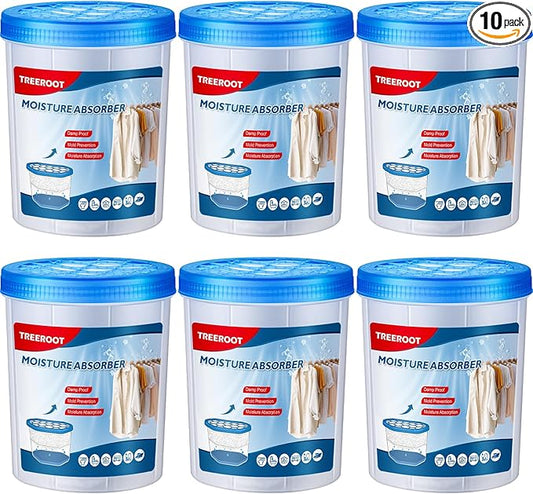 6 Pack 18OZ Refillable Moisture Absorbers, Humidity Absorber Bucket, Moisture Absorbers for Closet, Dehumidifier Bucket for Wardrobes、 Kitchens and Bathrooms, Fragrance Free Humidity Absorber