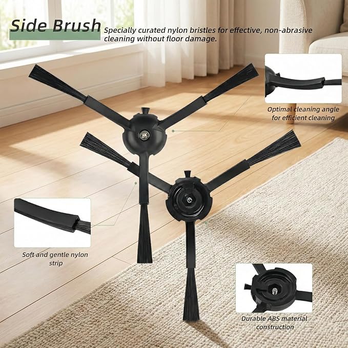 Replacement Parts Compatible with Roborock Q8 Max, Q8 Max+, Q5 Pro, Q5 Pro+ Vacuum, 1 Set DuoRoller Rubber Brushes, 4 HEPA Filters, 4 Mop Pads, 4 Side Brushes, 1 Cleaning Tool Accessories