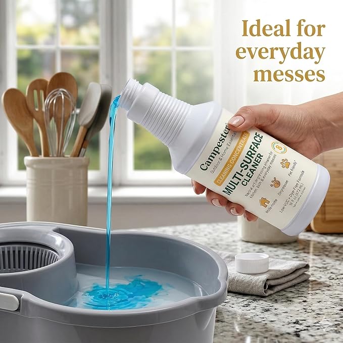 Campester Multi-Surface Cleaning Concentrate (16 oz) – Neutral-pH Degreasing Cleaner for Kitchen, Bath & Home – Low-VOC, Dye-Free, Makes Up to 8 Gallons