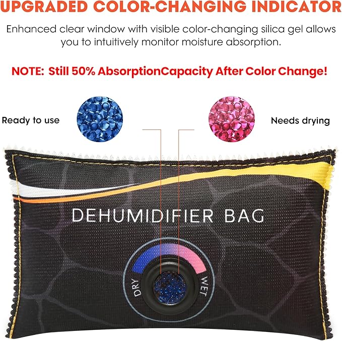 2 x 400g (1.8 lbs) Rechargeable Moisture Absorbers,Car Dehumidifier Bag,Microwave Fast Reactivated Large Desiccant Packs for Storage,Silica Gel Packets for Closet and Bathroom,Gun Safe Dehumidifier