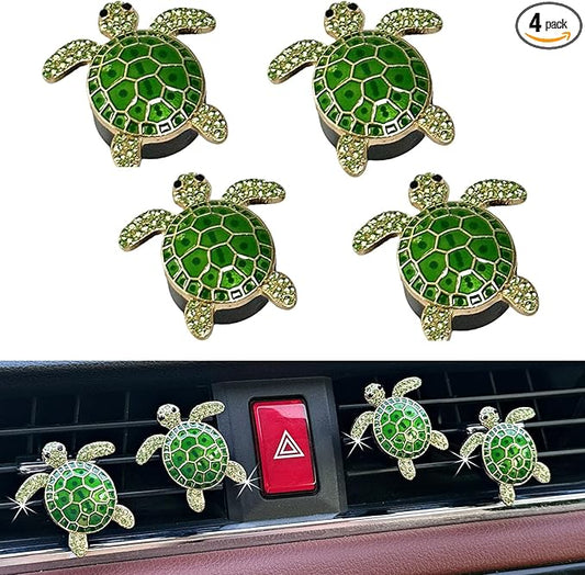 4pcs Cute Sea Turtles Car Air Vent Diffuser – Clip-On Fragrance Air Freshener for Cars with Replaceable Refills, Adorable Animal Vent Clip for SUV & Truck(Green, Ocean)