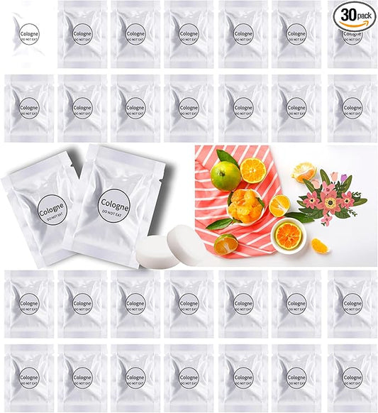 Car Air Freshener Refills, 30 Pcs Individual Package Car Air Vent Clip Replacement Pads Solid Fragrance Scent Air Freshener Refill Tablets (Cologne)