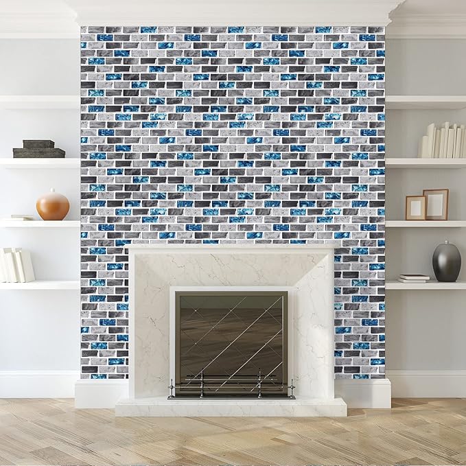 Marble Peel and Stick Backsplash for Kitchen, 10-Sheet Premium 3D Self Adhesive Tile Sticker for Kitchen Backsplash and Bathroom, Marble Look Decorative Tiles(12"x12")