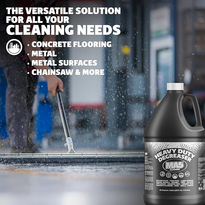 MA5x Heavy Duty Degreaser Cleaner | Indoor and Outdoor Formula | Commercial, Residential, Kitchen, Automotive and Equipment Degreaser and Cleaner | Gallon | Pack of 1