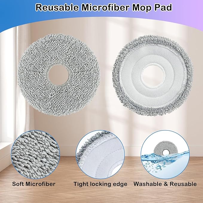 8 Pack Mop Pads Compatible with Dreame X50 Ultra/X40 Ultra/L50 Ultra/L40 Ultra/L40s Ultra/L10S Ultra Gen2/L10S Pro Ultra Heat/X30 Ultra/L10 Ultra, Reusable Microfiber Mopping Pads Replacement
