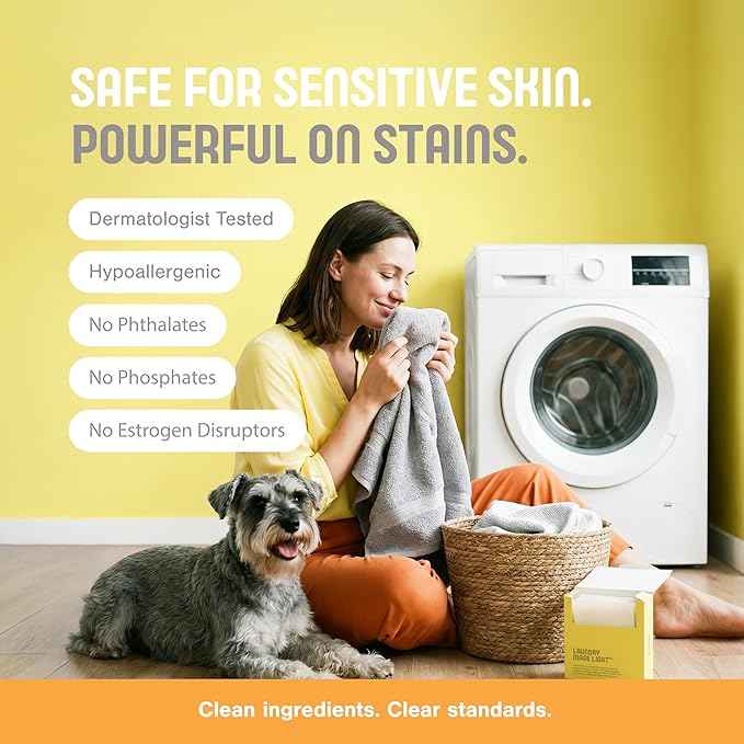 Proofed! Laundry Detergent Sheets, 32 Count, Clean Scent, The Only 100% Plastic-Free Sheet, No PVA or PVOH, Hypoallergenic, Bio-Based Ingredients, Made in USA, 1 Box
