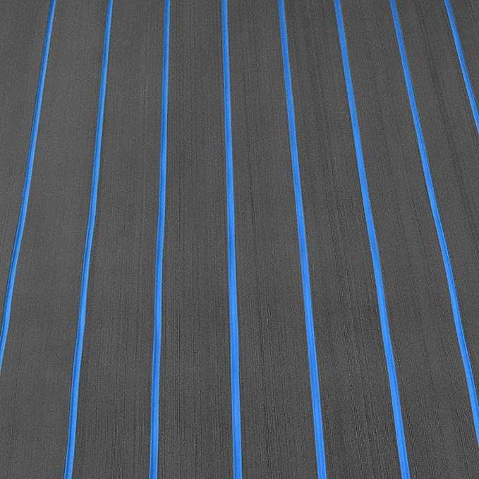 OCEANBROAD EVA Foam Boat Flooring with 3M Adhesive Backing Marine Self-Adhesive Decking 96''x45.6''/36''/28.8''/16.8'', 48''x16.8'' Faux Teak Sheet for Jon Boats Swim Platform Helm Pad RV Floor