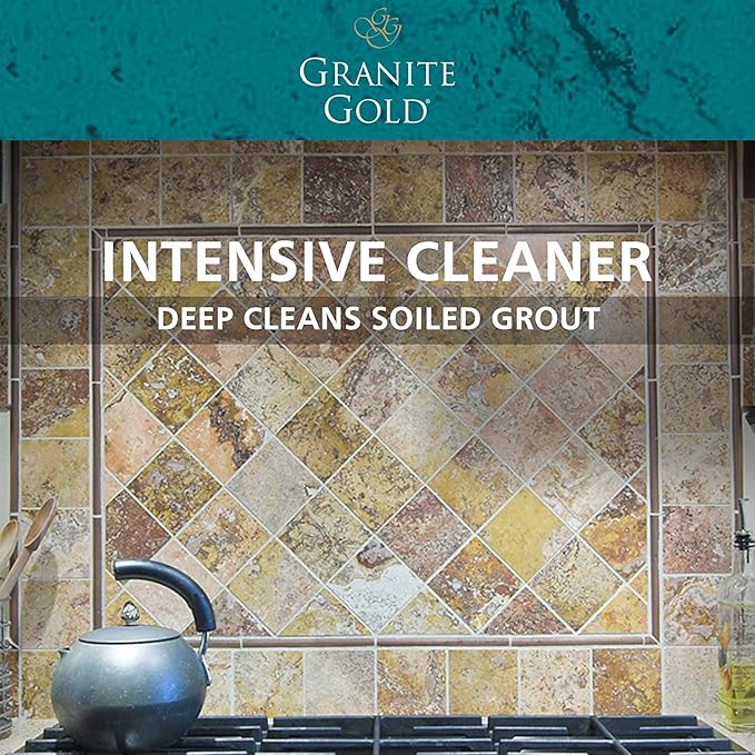 Granite Gold Grout Cleaner Spray with Brush for Stone, Ceramic, Glass & Colored Grout, 24 Ounce
