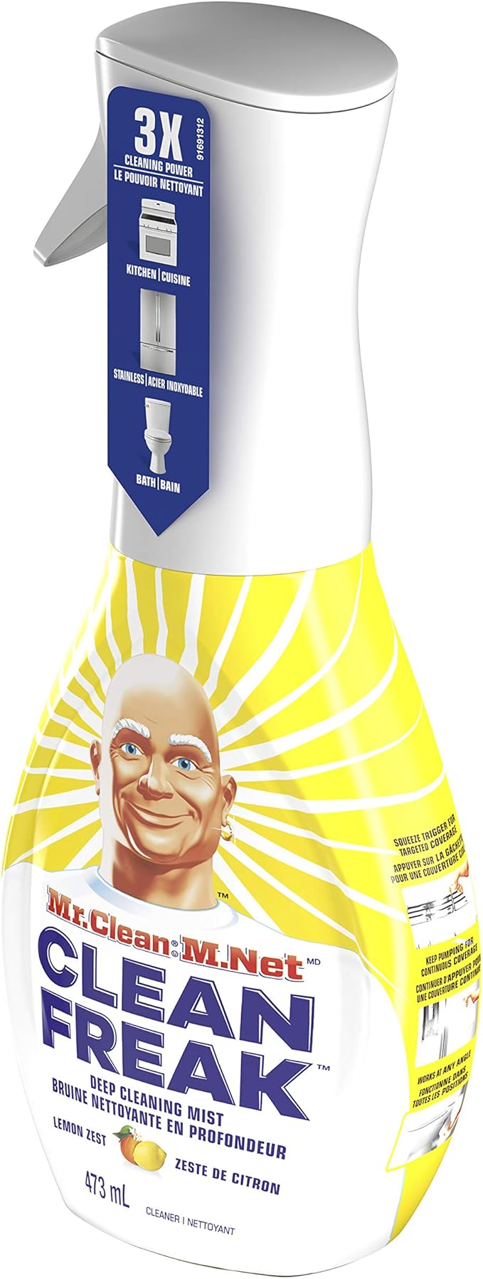 Mr. Clean Deep Cleaning Mist Multi-Surface Spray, Lemon Zest Scent Starter Kit, 16 Fl Ounce, 1 Count