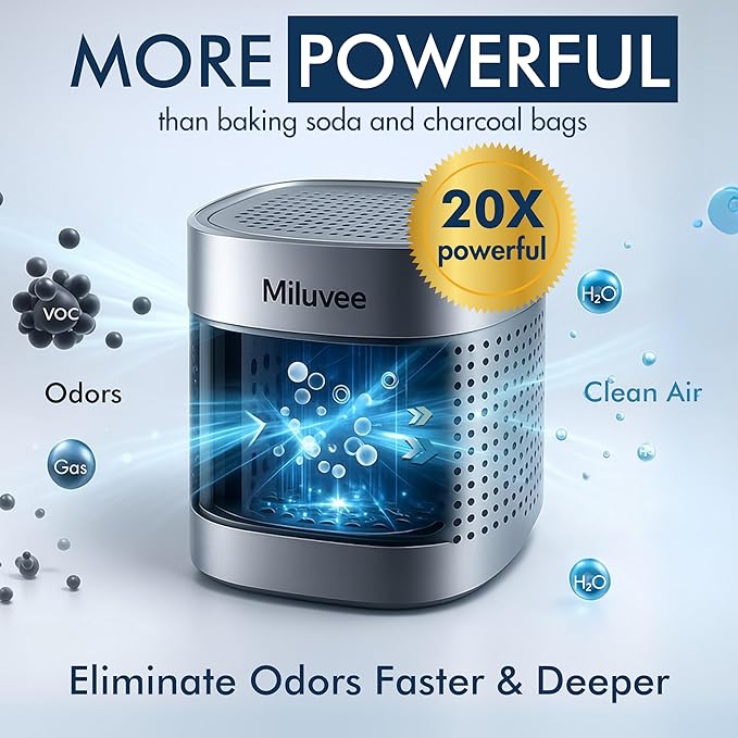 Premium Refrigerator Deodorizer, 10-Year Reusable Odor Absorber for Car, Pet, Closet, Fridge | Produce Saver, Keep Food Fresh Longer | No Refill, Unscented, Outperform Baking Soda Charcoal Bag