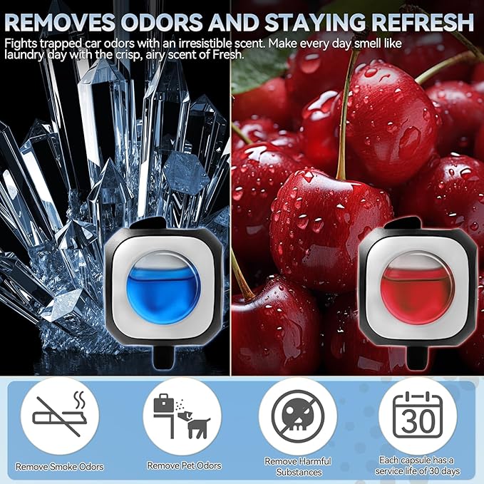 Car Air Freshener Vent Clip 6 Pack 4ml Each Up to 180 Days Long Lasting Scent Odor Eliminator for Women Men(Fresh Cherry)
