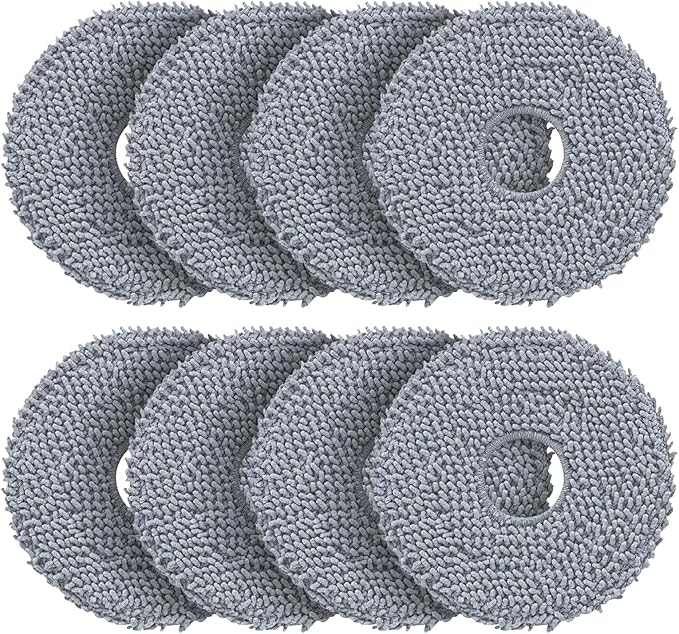 8 Pack Mop Pads Compatible with Roborock QV 35A/Saros 10R/Q Revo/Qrevo S/Qrevo Pro/Qrevo Plus/Qrevo Master/Qrevo Slim/Qrevo Curv/Qrevo Edge Robot Vacuum Cleaner, Cleaning Pad Replacement Accessories