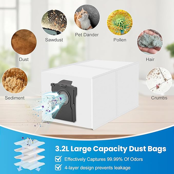 21 Pack Replacement Parts Compatible with Dreame D20 Plus Robot Vacuum and Mop, Accessories Kit with 1 Main Brush,6 Dust Bags,4 Mop Pads,4 Hepa Filters,4 Side Brush
